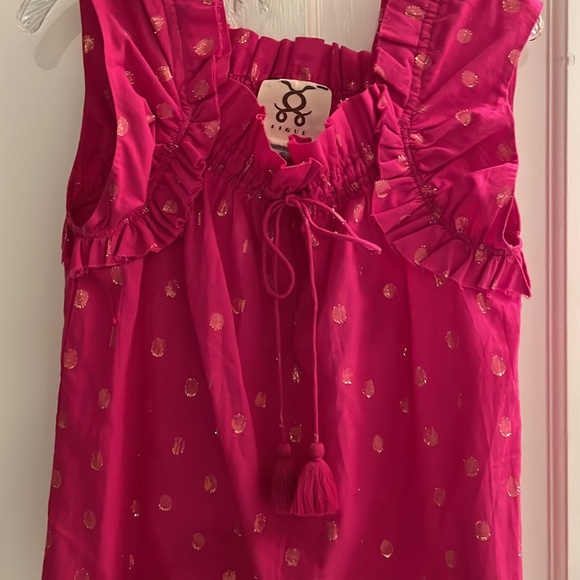 Figue Gianna hot pink and gold blouse with tassel tie - Picture 4 of 4